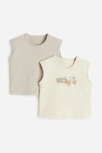 H&M 2er-Pack Tanktops aus Flammgarn-Jersey Hellbeigemeliert/Fahrräder,...