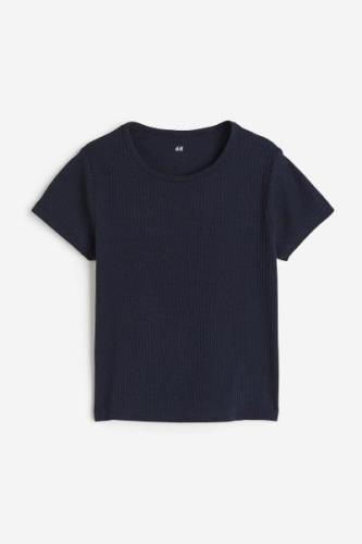 H&M Geripptes Baumwollshirt Marineblau, T-Shirts & Tops in Größe 92. F...