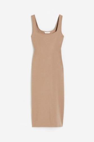 H&M Bodycon-Kleid aus Jersey Beige, Alltagskleider in Größe S