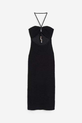 H&M Neckholder-Kleid im Häkellook Schwarz, Alltagskleider in Größe XXL...