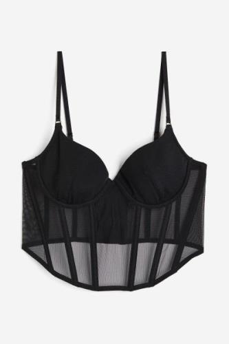 H&M Wattiertes Bustier Schwarz, BHs in Größe 80C. Farbe: Black