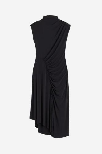 H&M Drapiertes Jerseykleid Schwarz, Alltagskleider in Größe S. Farbe: ...