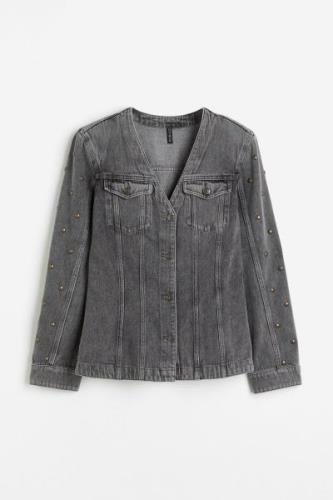 H&M Denim-Shacket mit Nieten Dunkelgrau, Jacken in Größe XS. Farbe: Da...