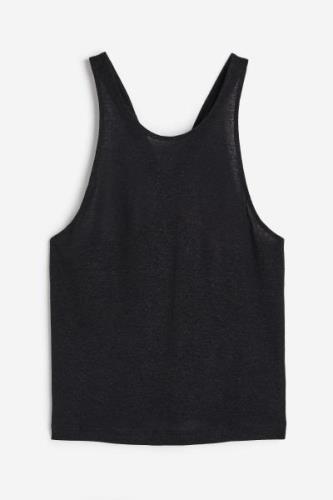 H&M Tanktop aus Leinenmischung Schwarz, Westen in Größe XS. Farbe: Bla...