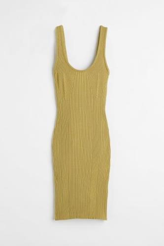 H&M Bodycon-Kleid in Rippstrick Olivgrün, Alltagskleider Größe L. Farb...