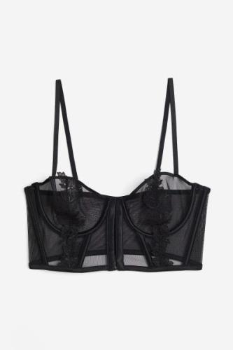 H&M Unwattiertes Bustier aus Mesh Schwarz, BHs in Größe 80B. Farbe: Bl...