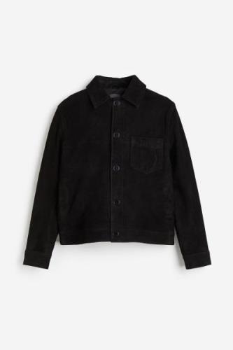 H&M Jacke aus Veloursleder in Slim Fit Schwarz, Jacken Größe M. Farbe:...