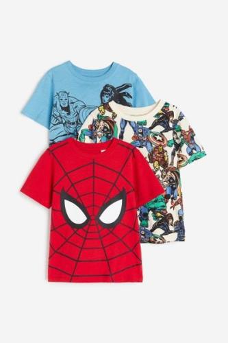 H&M 3er-Pack T-Shirts mit Print Knallrot/Marvel, & Tops in Größe 92. F...