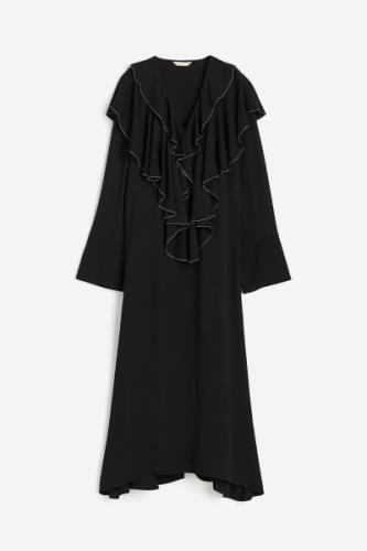 H&M Viskosekleid mit Volantbesatz Schwarz, Alltagskleider in Größe M. ...