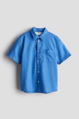 H&M Hemd aus Leinenmix Blau, T-Shirts & Tops in Größe 92. Farbe: Blue