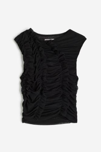 H&M Tülltop mit Volants, Westen in Größe XL. Farbe: Black