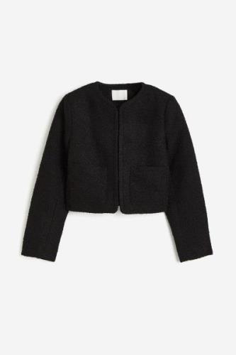 H&M Bouclé-Jacke Schwarz, Jacken in Größe L. Farbe: Black