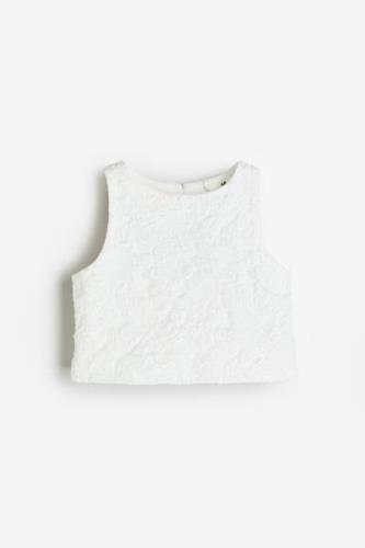 H&M Top aus Jacquardstoff Weiß, T-Shirts & Tops in Größe 98. Farbe: Wh...