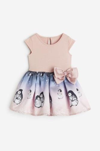 H&M Bedrucktes Kleid mit Schleife Altrosa/Pinguine, Kleider in Größe 9...