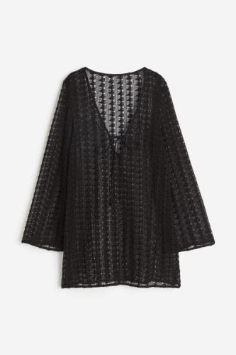 H&M Strand-Kaftan in Häkeloptik Schwarz, Strandkleidung Größe XS. Farb...