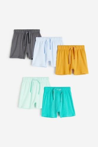 H&M 5er-Pack Shorts aus Baumwolljersey Türkis/Senfgelb in Größe 50. Fa...