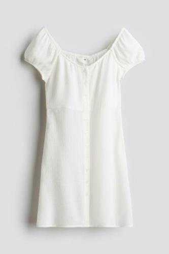 H&M Skaterkleid mit Puffärmeln Weiß, Kleider in Größe 164. Farbe: Whit...