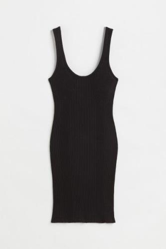 H&M Bodycon-Kleid in Rippstrick Schwarz, Alltagskleider Größe L. Farbe...