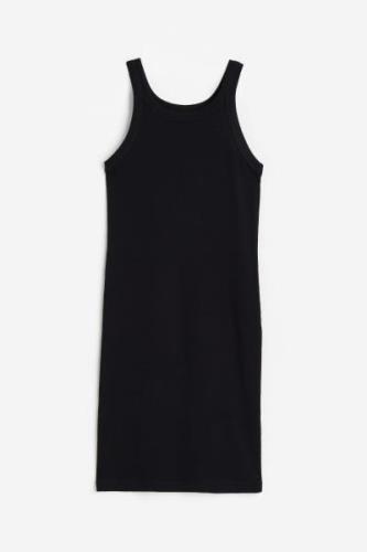 H&M Geripptes Kleid Schwarz, Alltagskleider in Größe S. Farbe: Black