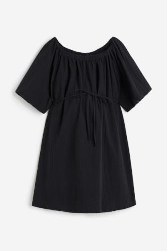 H&M MAMA Off-Shoulder-Kleid aus Baumwolle Schwarz, Kleider in Größe XS...