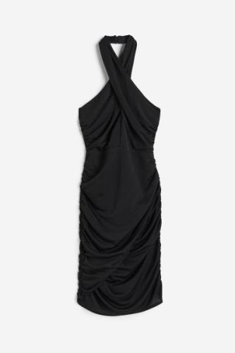 H&M Drapiertes Neckholder-Kleid Schwarz, Alltagskleider in Größe XXL. ...