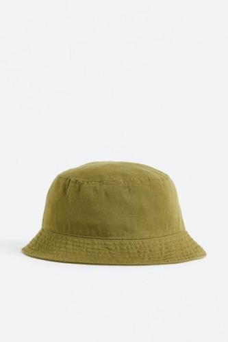 H&M Bucket Hat aus Baumwolle Olivgrün, Hut in Größe 104/122. Farbe: Ol...