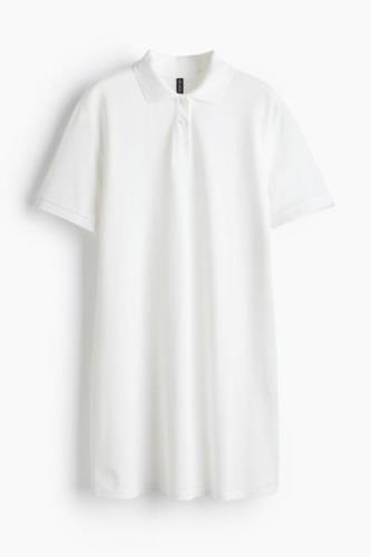 H&M Kleid aus Baumwollpikee mit Kragen Cremefarben, Alltagskleider in ...