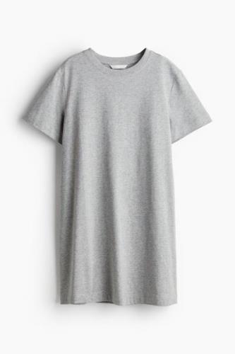 H&M T-Shirt-Kleid aus Baumwolle Hellgraumeliert, Alltagskleider in Grö...