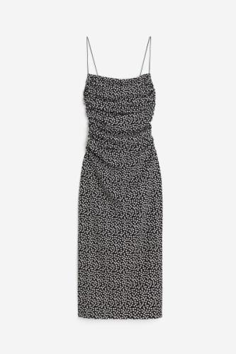 H&M Drapiertes Bodycon-Kleid Schwarz/Gepunktet, Alltagskleider in Größ...