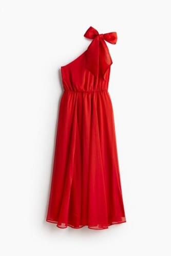 H&M One-Shoulder-Kleid mit Schleife Knallrot, Alltagskleider in Größe ...