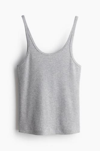 H&M Geripptes Tanktop Hellgraumeliert, Tops in Größe L. Farbe: Light g...