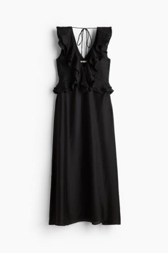 H&M Volantkleid Schwarz, Alltagskleider in Größe L. Farbe: Black