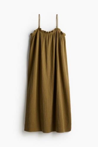 H&M Baumwollkleid mit Volants Khakigrün, Alltagskleider in Größe XL. F...