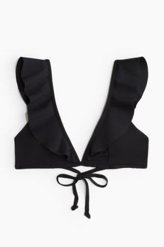 H&M Wattiertes Bikinitop Schwarz, Bikini-Oberteil in Größe 32. Farbe: ...