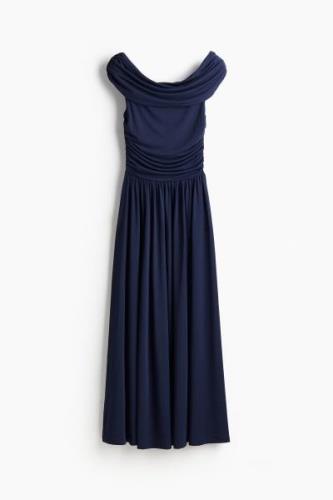 H&M Drapiertes Off-Shoulder-Kleid Marineblau, Alltagskleider in Größe ...