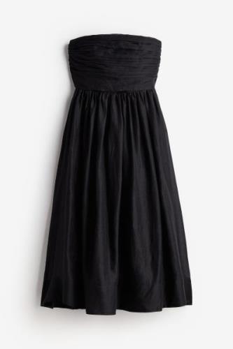 H&M Bandeau-Kleid aus Ramie Schwarz, Alltagskleider in Größe 44. Farbe...