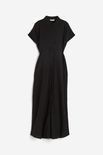 H&M MAMA Blusenkleid mit Bindegürtel Schwarz, Kleider in Größe S. Farb...