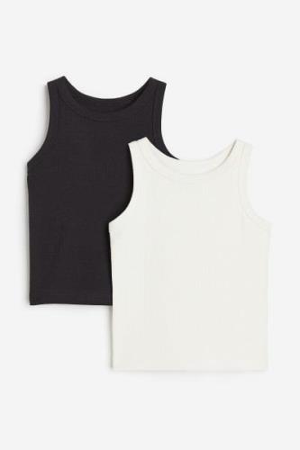 H&M 2er-Pack Gerippte Tanktops Schwarz/Weiß, T-Shirts & Tops in Größe ...