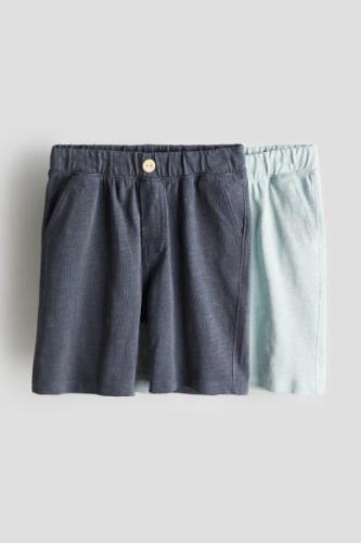 H&M 2er-Pack Baumwolljersey-Shorts Marineblau/Türkis in Größe 92. Farb...