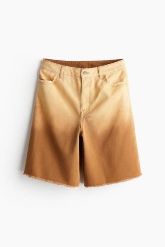 H&M Bermudashorts mit Fransenkante Braun/Ombré in Größe 48. Farbe: Bro...