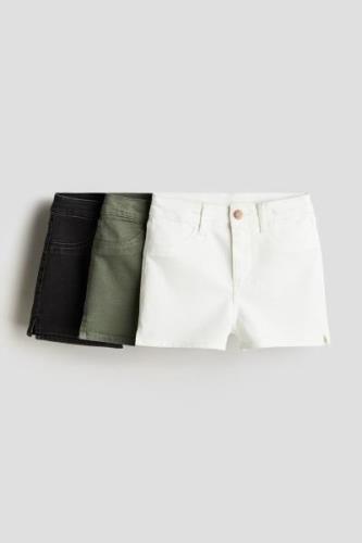 H&M 3er-Pack Jeansshorts Dunkelgrau/Khakigrün in Größe 146. Farbe: Dar...