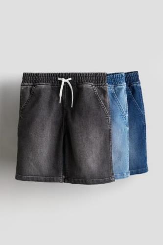 H&M 3er-Pack Pull-on-Jeansshorts Denimblau/Schwarz in Größe 152. Farbe...