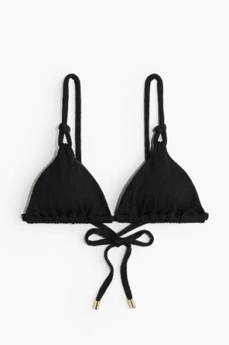 H&M Wattiertes Triangel-Bikinitop Schwarz, Bikini-Oberteil in Größe 32...