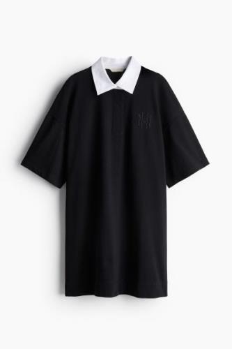 H&M Jerseykleid mit Kragen Schwarz, Alltagskleider in Größe XL. Farbe:...