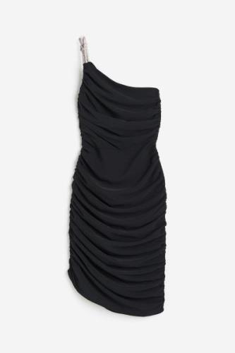 H&M One-Shoulder-Kleid mit Strassträger Schwarz, Party kleider in Größ...