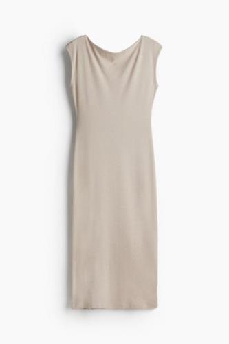 H&M Jerseykleid mit U-Boot-Ausschnitt Beige, Alltagskleider in Größe X...