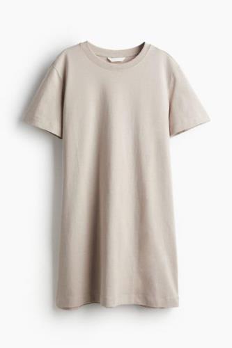 H&M T-Shirt-Kleid aus Baumwolle Hellbeige, Alltagskleider in Größe XS....