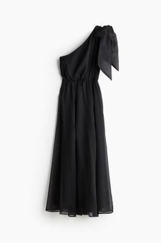 H&M One-Shoulder-Kleid mit Schleife Schwarz, Alltagskleider in Größe 3...