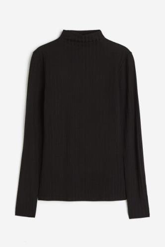 H&M Geripptes Top mit Turtleneck Schwarz, Tops in Größe S. Farbe: Blac...