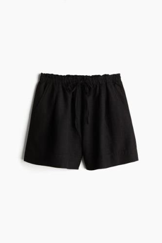 H&M Schlupfshorts aus Leinenmix Schwarz in Größe XS. Farbe: Black